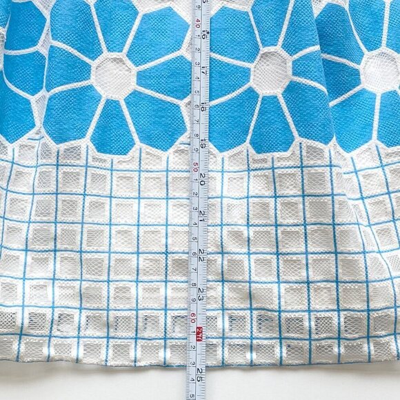 J.McLaughlin Womens Adele Midi Skirt Size 12 Hammam Tile Blue White Pockets - Picture 12 of 12